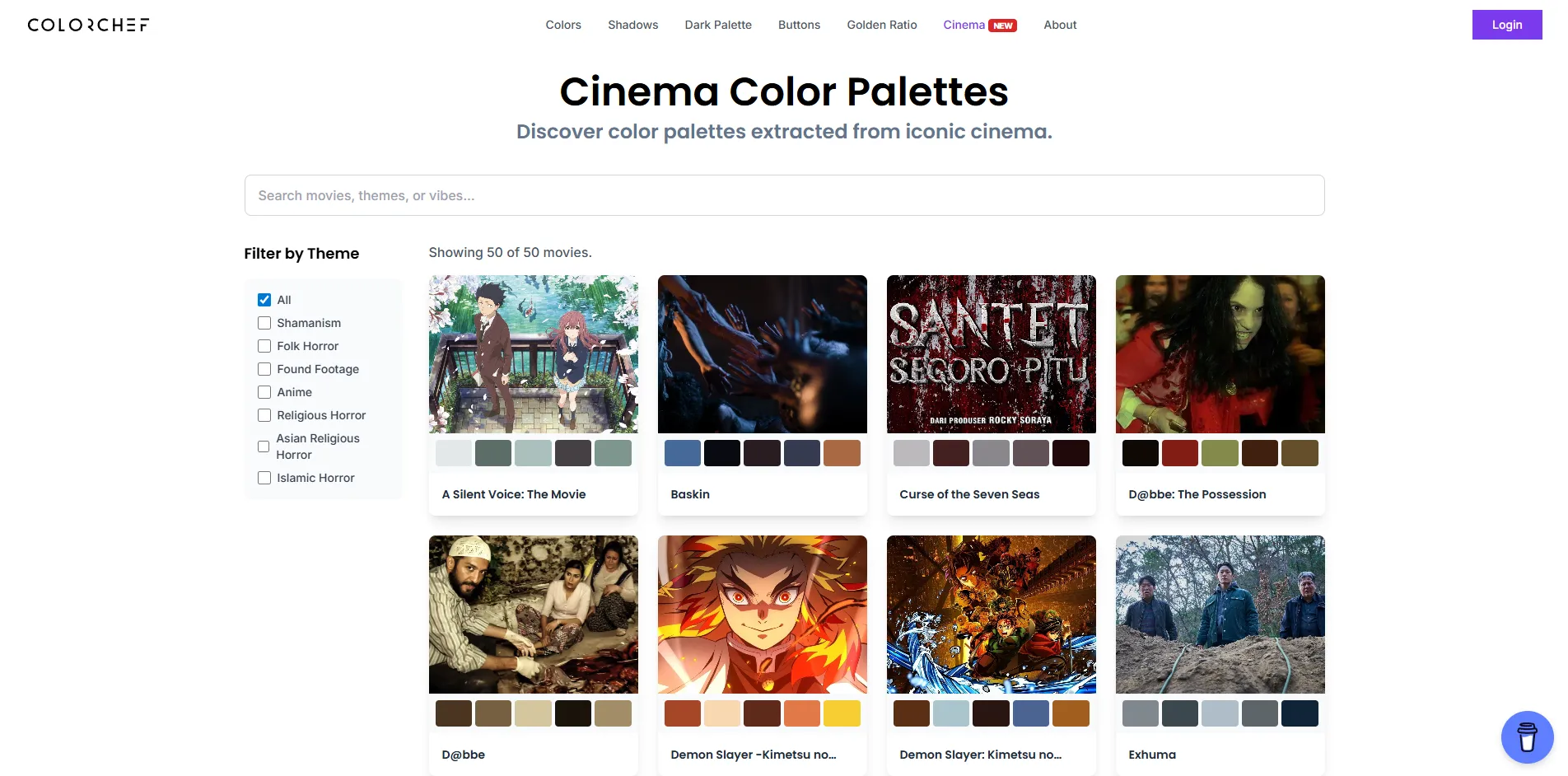 Colorchef - cinema color palettes
